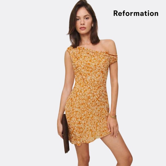 Reformation Kristine Dress – Adelina Floral – Orange – Size 8 – NWT – Off Should - Picture 1 of 7